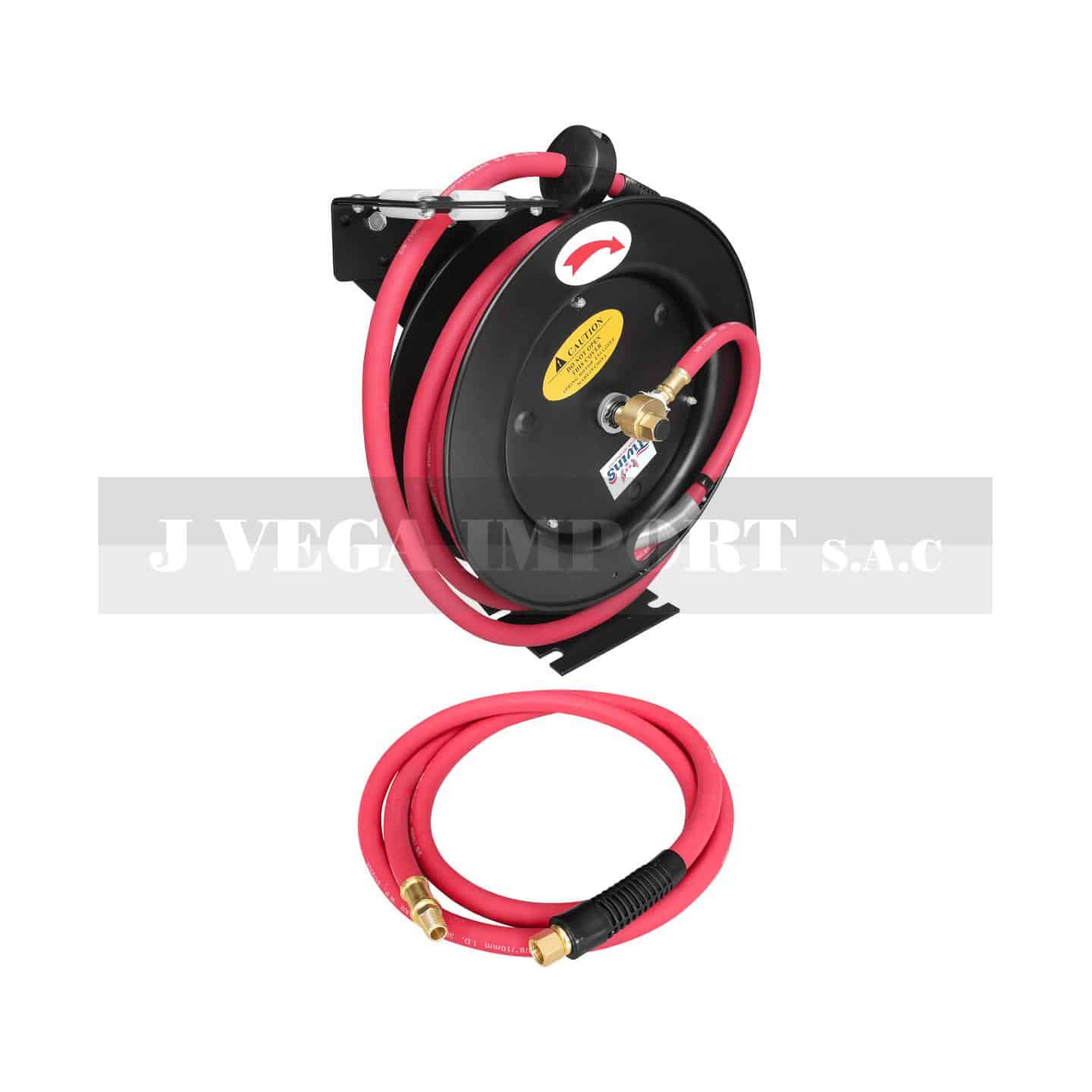 Manguera retractil de 3/8 x 10 m con mang. adicional de 2.15 m, niples de 1/4" | AHC-32-1